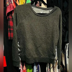 Gray Aerie Sweater with Satin Ribbon Ties on Sides